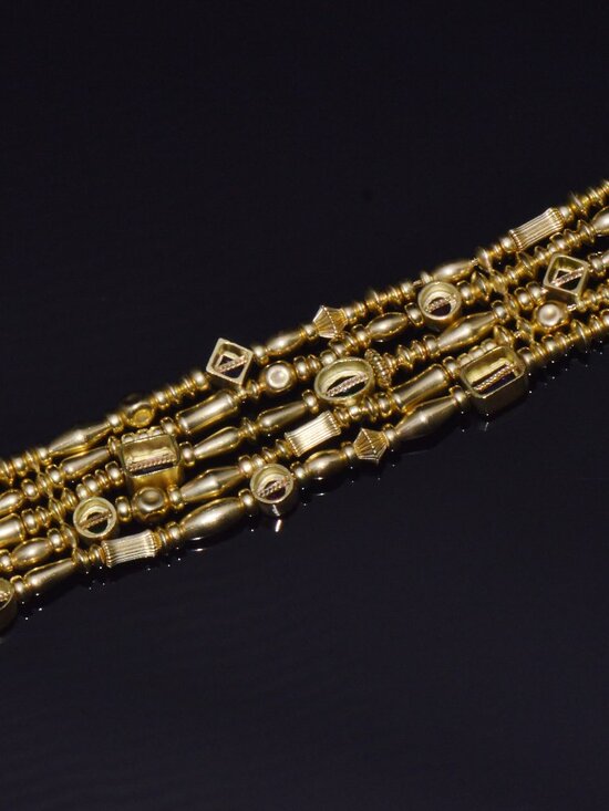 Designer Seidengang Natural Tourmaline Amethst Garnet 18K Solid Gold Bracelet - Picture 5 of 14